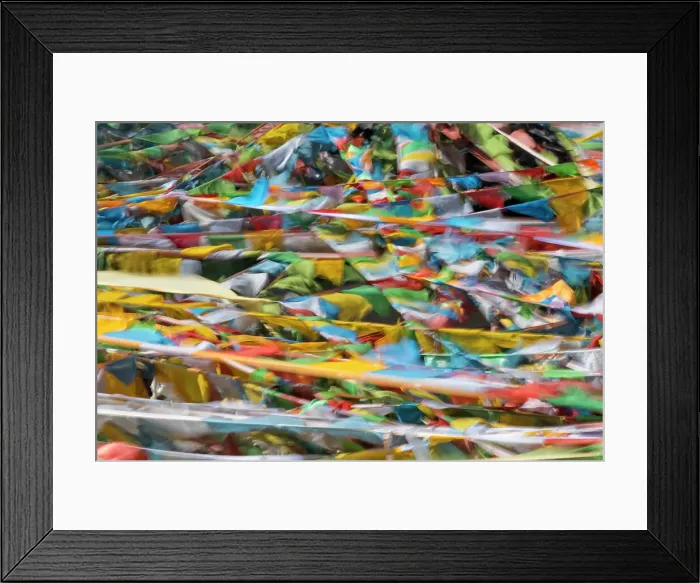 Framed Print : Prayer flags on Tibetan Plateau, Namtso (Lake Nam), Tibet, China Date: 08-09-2018