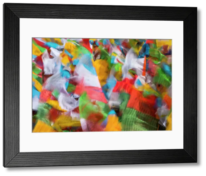 Framed Print : Prayer flags in Simila Mountain, Gyantse County, Tibet, China Date: 09-09-2018