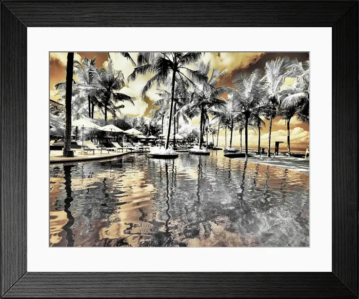 Framed Print : Bali, Ubud. Ponds and pools at hotel in Ubud Date: 14-04-2018
