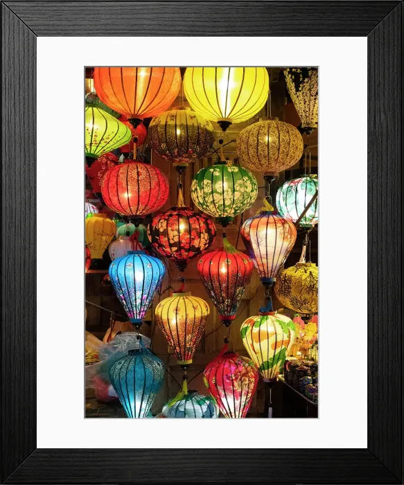 Framed Print : Vietnam. Colorful lamps for sale. Date: 20-06-2019