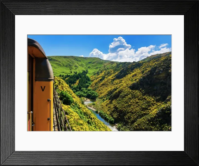 Framed Print : Dunedin Railways tour of the Taieri Gorge, Otago, South Island, New Zealand Date: 22-06-2021