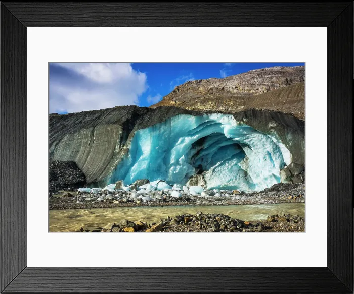 Framed Print : Blue ice and meltwater at the toe of the Athabasca Glacier, Jasper National Park, Alberta, Canada Date: 25-05-2021 Framed Print : Blue ice and meltwater at the toe of the Athabasca Glacier, Jasper National Park, Alberta, Canada Date: 25-05-2021