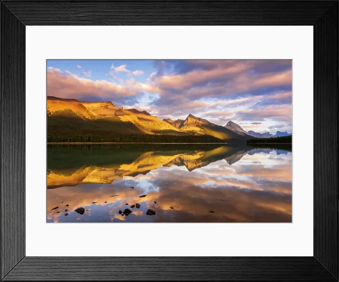 Framed Print : Evening light on Maligne Lake and Sampson Peak, Jasper National Park, Alberta, Canada. Date: 25-05-2021 Framed Print : Evening light on Maligne Lake and Sampson Peak, Jasper National Park, Alberta, Canada. Date: 25-05-2021