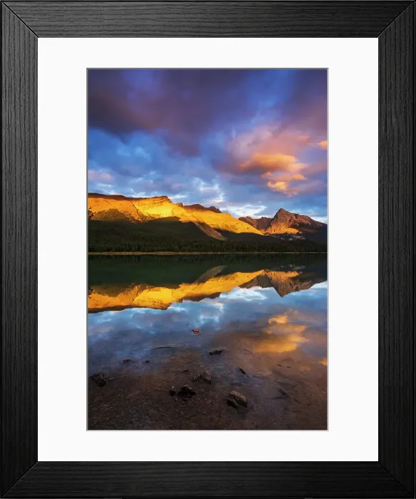 Framed Print : Evening light on Maligne Lake and Sampson Peak, Jasper National Park, Alberta, Canada. Date: 25-05-2021 Framed Print : Evening light on Maligne Lake and Sampson Peak, Jasper National Park, Alberta, Canada. Date: 25-05-2021