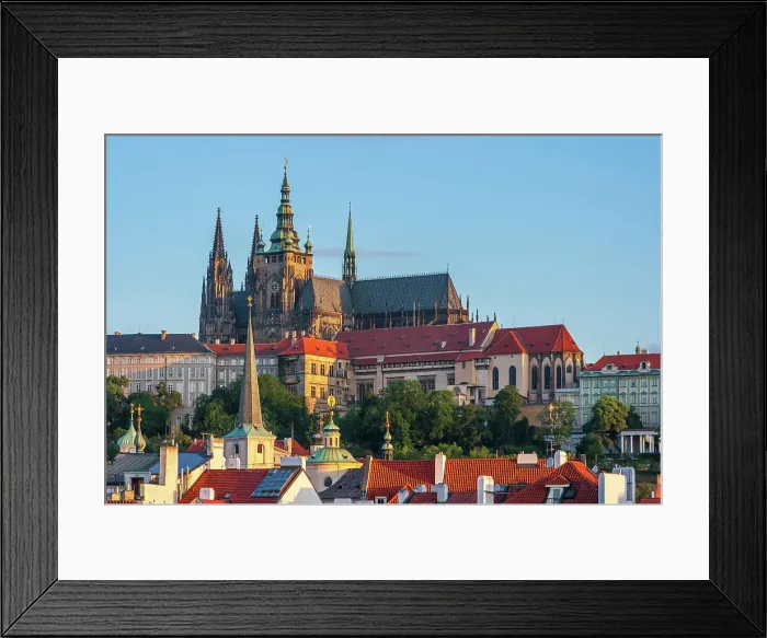 Framed Print : Prague, Czech Republic. St. Vitus Cathedral above roofs of city. Date: 02-07-2007 Framed Print : Prague, Czech Republic. St. Vitus Cathedral above roofs of city. Date: 02-07-2007