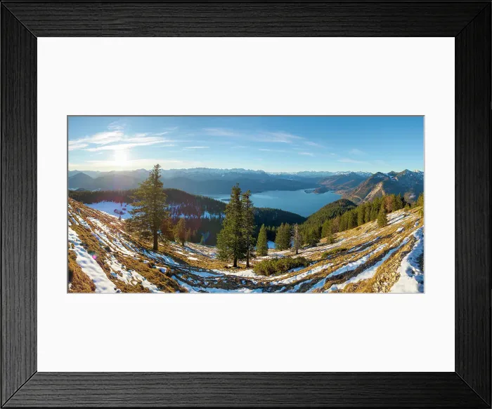 Framed Print : View from Mt. Jochberg near lake Walchensee towards lake Walchensee, Wetterstein mountain range and Karwendel mountain range. Germany, Bavaria Date: 18-12-2020 Framed Print : View from Mt. Jochberg near lake Walchensee towards lake Walchensee, Wetterstein mountain range and Karwendel mountain range. Germany, Bavaria Date: 18-12-2020
