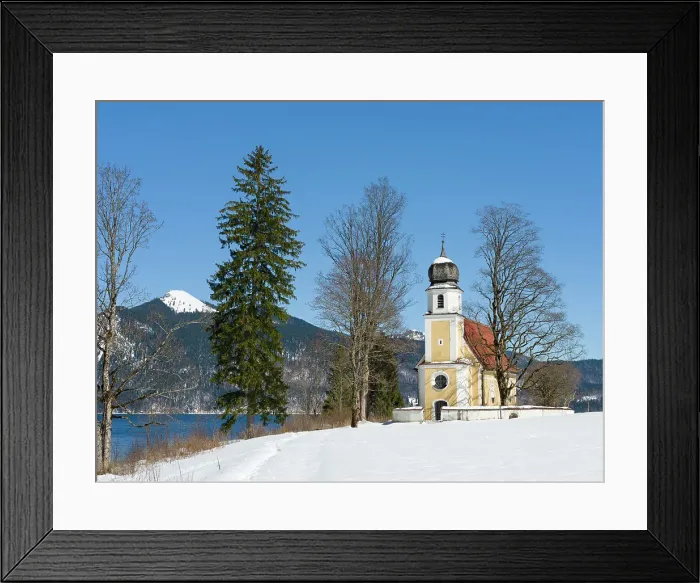 Framed Print : Church Sankt Margareth at Zwergern Spitz. Lake Walchensee near village Einsiedl in the snowy Bavarian Alps. Germany, Bavaria Date: 24-03-2021 Framed Print : Church Sankt Margareth at Zwergern Spitz. Lake Walchensee near village Einsiedl in the snowy Bavarian Alps. Germany, Bavaria Date: 24-03-2021