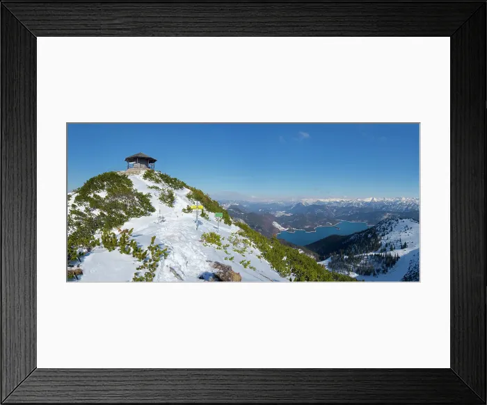 Framed Print : Summit of Mt. Herzogstand with pavilion near lake Walchensee during winter in the Bavarian Alps. Germany, Bavaria Date: 08-04-2021 Framed Print : Summit of Mt. Herzogstand with pavilion near lake Walchensee during winter in the Bavarian Alps. Germany, Bavaria Date: 08-04-2021