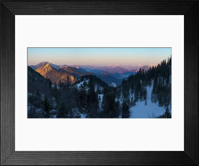 Framed Print : View towards Karwendel Mountains, Mt. Jochberg and Mt. Benediktenwand. View from Mt. Herzogstand near lake Walchensee during winter in the Bavarian Alps. Germany, Bavaria Date: 08-04-2021 Framed Print : View towards Karwendel Mountains, Mt. Jochberg and Mt. Benediktenwand. View from Mt. Herzogstand near lake Walchensee during winter in the Bavarian Alps. Germany, Bavaria Date: 08-04-2021