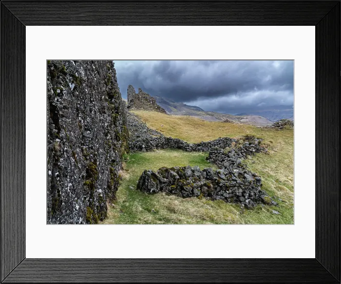 Framed Print : Iceland. Remains of an ancient stone fence along the Ring Road. Date: 02-06-2021 Framed Print : Iceland. Remains of an ancient stone fence along the Ring Road. Date: 02-06-2021