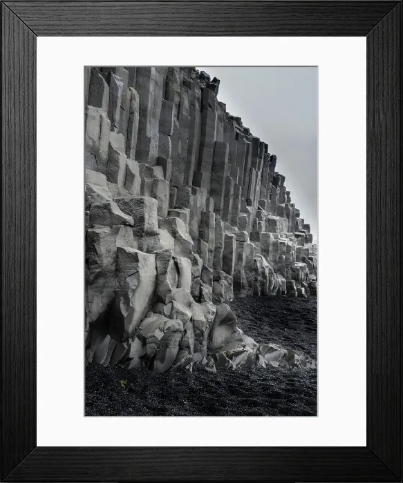 Framed Print : Iceland. Black beaches and columnar volcanic cliffs of Reynisfjara, Ring Road. Date: 04-06-2021 Framed Print : Iceland. Black beaches and columnar volcanic cliffs of Reynisfjara, Ring Road. Date: 04-06-2021