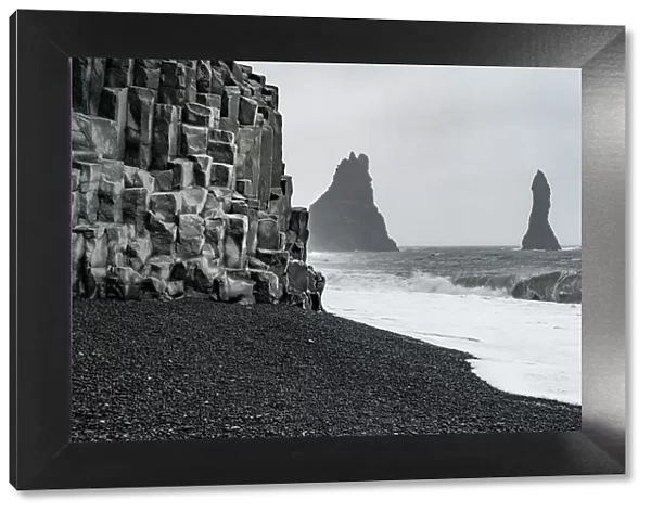 Iceland. Black beaches and sea stacks of Reynisfjara, Ring Road. Date: 04-06-2021
