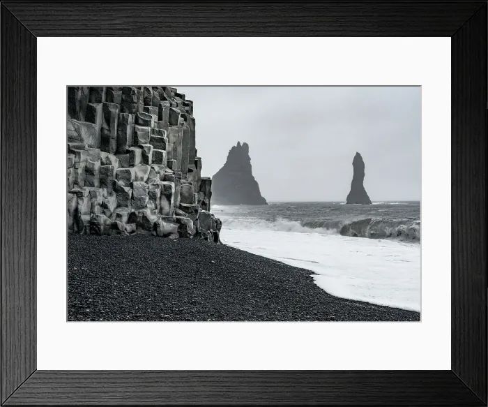 Framed Print : Iceland. Black beaches and sea stacks of Reynisfjara, Ring Road. Date: 04-06-2021 Framed Print : Iceland. Black beaches and sea stacks of Reynisfjara, Ring Road. Date: 04-06-2021