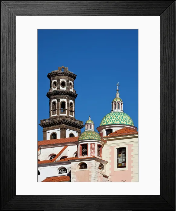 Framed Print : Italy, Campania, Atrani, Amalfi Coast. This is the dome and bell tower of the church of Santa Maria. Date: 07-10-2010 Framed Print : Italy, Campania, Atrani, Amalfi Coast. This is the dome and bell tower of the church of Santa Maria. Date: 07-10-2010
