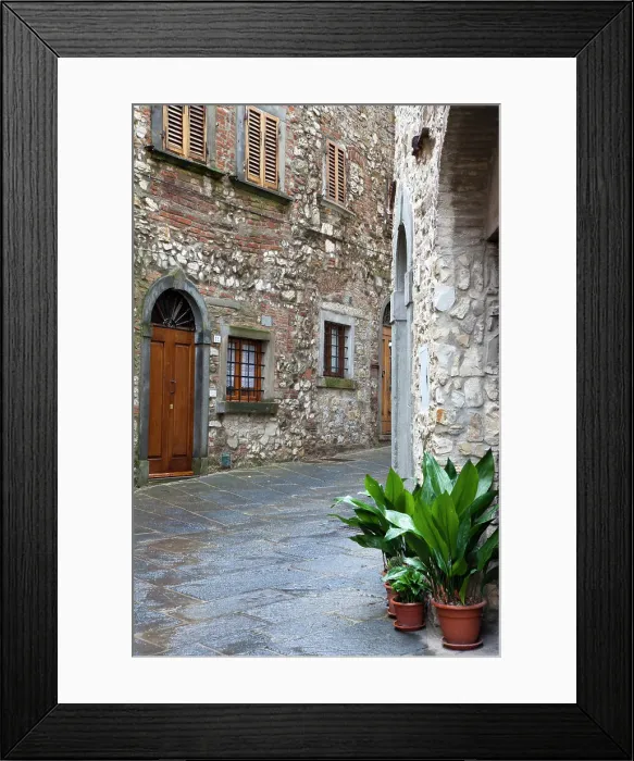 Framed Print : Italy, Radda in Chianti. Street view of Radda in Chianti. Date: 26-09-2010