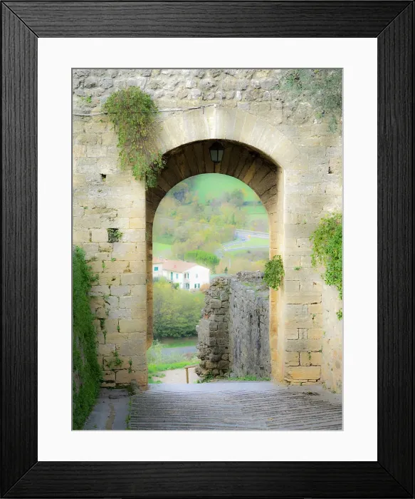 Framed Print : Italy, Chianti, Monteriggioni. Looking out an arched entrance into the walled town. Date: 07-11-2016 Framed Print : Italy, Chianti, Monteriggioni. Looking out an arched entrance into the walled town. Date: 07-11-2016