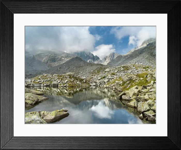 Framed Print : View towards Cima Presanella draped in clouds near Rifugio Segantini. Presanella mountain range, Parco Naturale Adamello, Brenta, Trentino, Italy, Val Rendena Date: 19-09-2020 Framed Print : View towards Cima Presanella draped in clouds near Rifugio Segantini. Presanella mountain range, Parco Naturale Adamello, Brenta, Trentino, Italy, Val Rendena Date: 19-09-2020