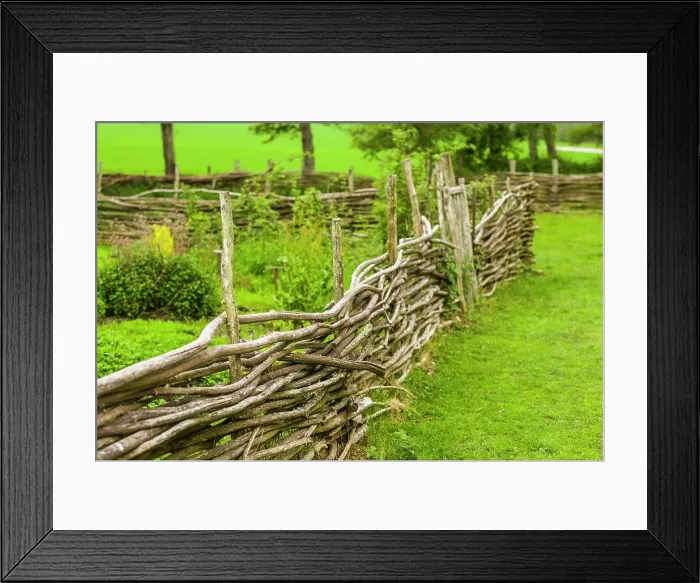 Framed Print : Sweden, Bohuslan, Tanumshede, traditional architecture, wood fence Date: 02-06-2019 Framed Print : Sweden, Bohuslan, Tanumshede, traditional architecture, wood fence Date: 02-06-2019