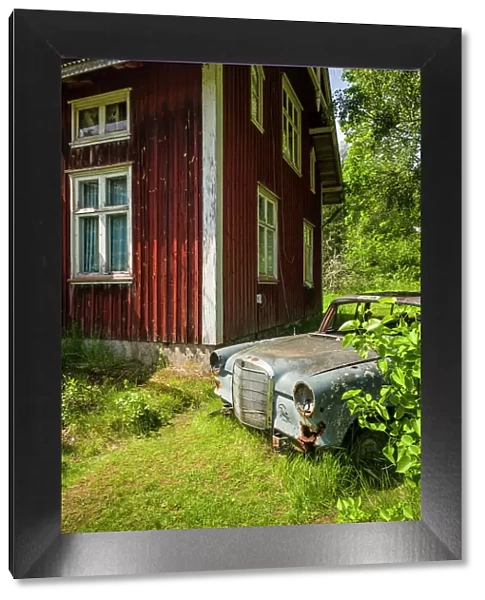 Sweden, Varmland, Bastnas, Bastnas Car Cemetery public park, antique car junkyard Date: 04-06-2019