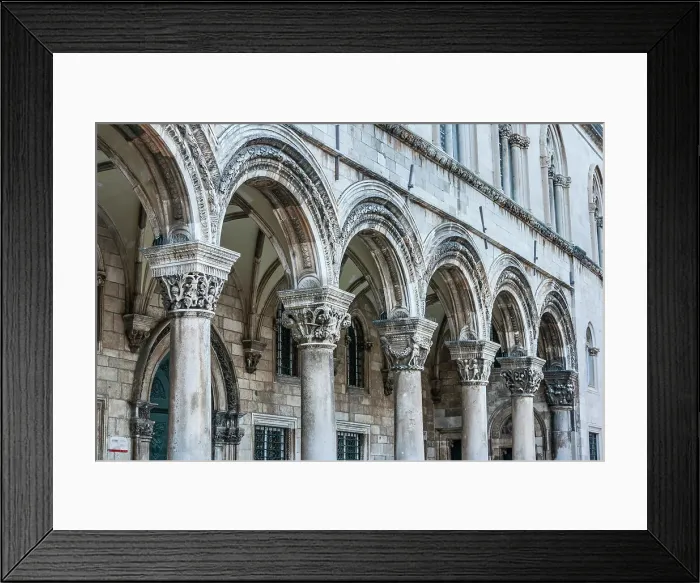 Framed Print : Dubrovnik, Croatia. Ornate columns at Sponza Palace. Date: 06-07-2007 Framed Print : Dubrovnik, Croatia. Ornate columns at Sponza Palace. Date: 06-07-2007