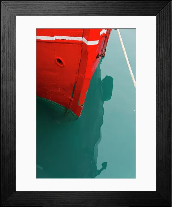 Framed Print : Red boat on the ocean, Narsarsuaq, Greenland Date: 31-07-2017