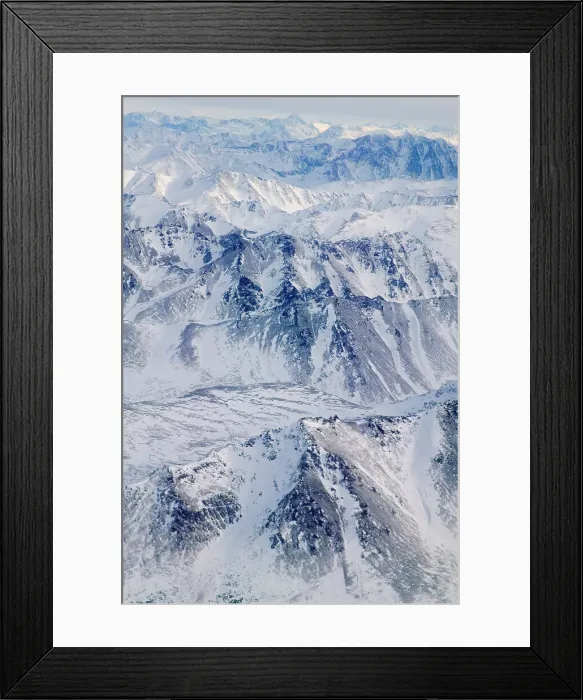 Framed Print : Aerial view of snow covered mountain range, Alaska, USA Date: 08-03-2007 Framed Print : Aerial view of snow covered mountain range, Alaska, USA Date: 08-03-2007