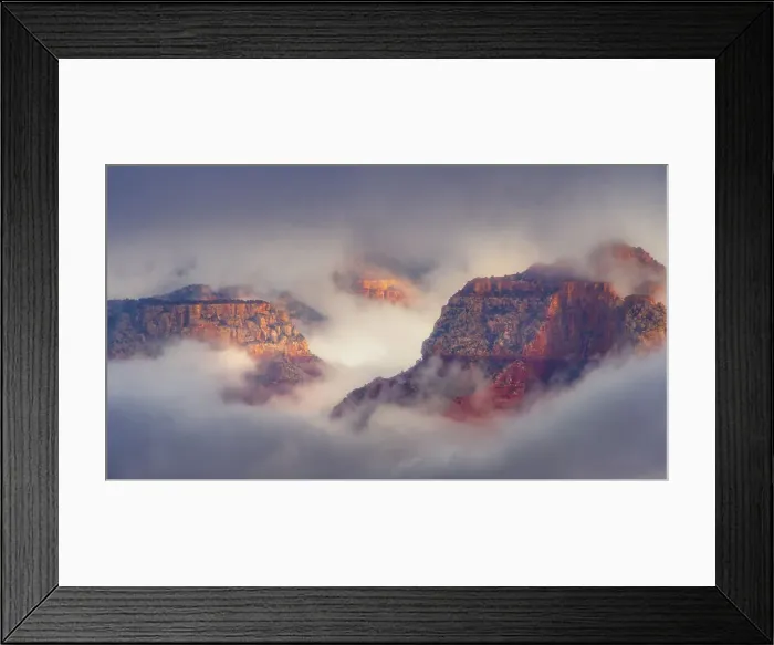 Framed Print : USA, Arizona, Grand Canyon. Foggy sunrise on canyon. Date: 14-01-2017