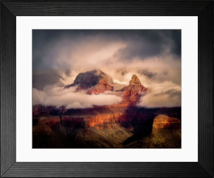 Framed Print : USA, Arizona, Grand Canyon. Foggy sunrise on canyon. Date: 14-01-2017 Framed Print : USA, Arizona, Grand Canyon. Foggy sunrise on canyon. Date: 14-01-2017