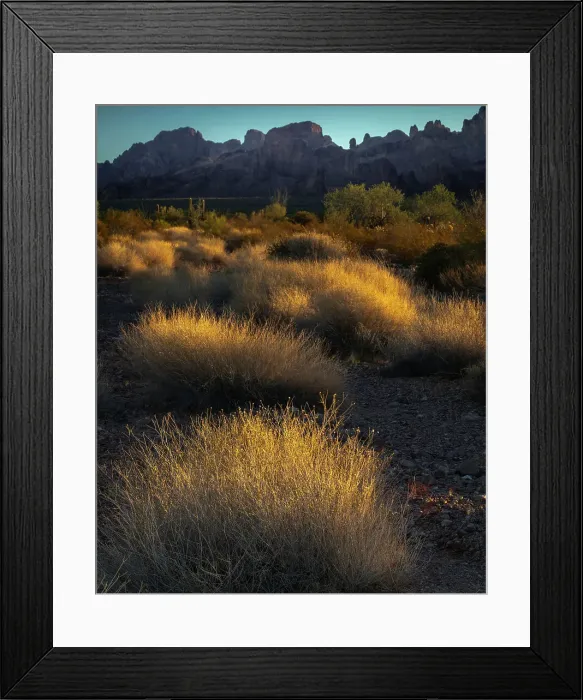 Framed Print : USA, Arizona, Kofa National Wildlife Area. Mountain and desert landscape at sunrise. Date: 01-02-2021 Framed Print : USA, Arizona, Kofa National Wildlife Area. Mountain and desert landscape at sunrise. Date: 01-02-2021