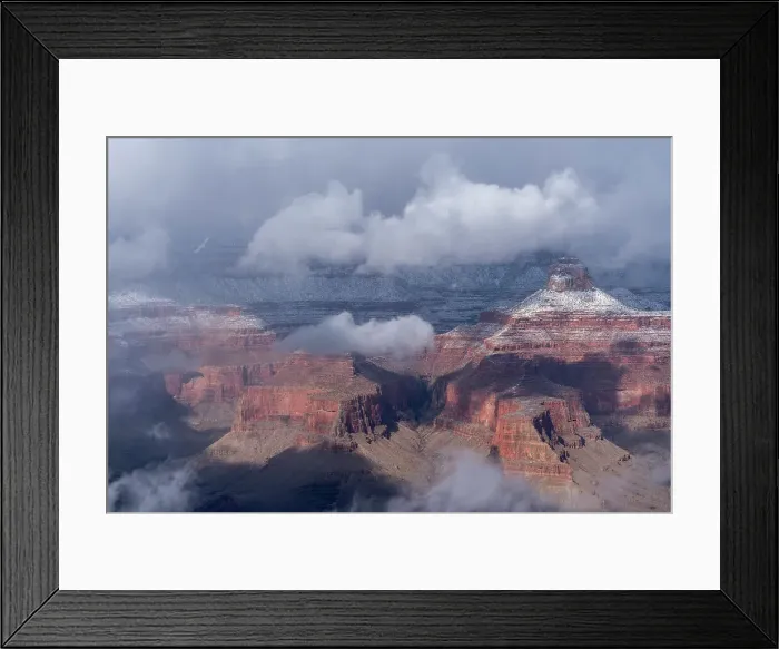 Framed Print : USA, Arizona, Grand Canyon National Park. Winter snowstorm over canyon. Date: 26-01-2021 Framed Print : USA, Arizona, Grand Canyon National Park. Winter snowstorm over canyon. Date: 26-01-2021
