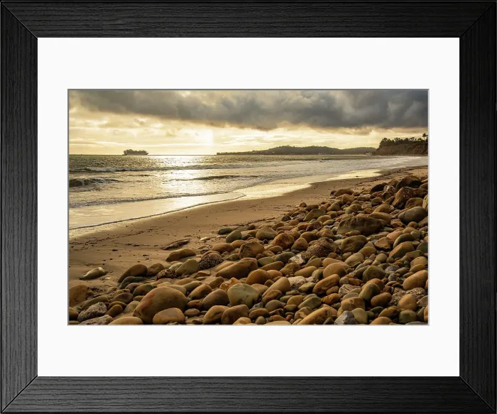 Framed Print : USA, California. Central Coast, Santa Barbara County, Santa Barbara, Montecito, Butterfly Beach, drain and cobble eroded by King Tides Date: 16-02-2019 Framed Print : USA, California. Central Coast, Santa Barbara County, Santa Barbara, Montecito, Butterfly Beach, drain and cobble eroded by King Tides Date: 16-02-2019