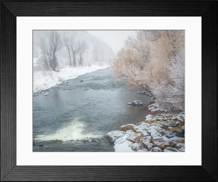 Framed Print : USA, Colorado, Steamboat Springs. Yampa River landscape in winter. Date: 21-03-2021 Framed Print : USA, Colorado, Steamboat Springs. Yampa River landscape in winter. Date: 21-03-2021
