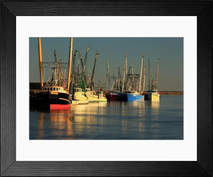 Framed Print : USA, Georgia, Darien. Shrimp boats docked at Darien. Date: 28-12-2020