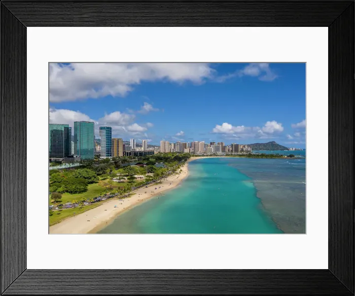 Framed Print : Ala Moana Beach Park, Honolulu, Oahu, Hawaii Date: 08-04-2021 Framed Print : Ala Moana Beach Park, Honolulu, Oahu, Hawaii Date: 08-04-2021