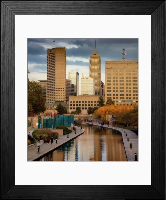 Framed Print : Canal with downtown view, White River State Park, Indianapolis, Indiana, USA. Date: 03-11-2018