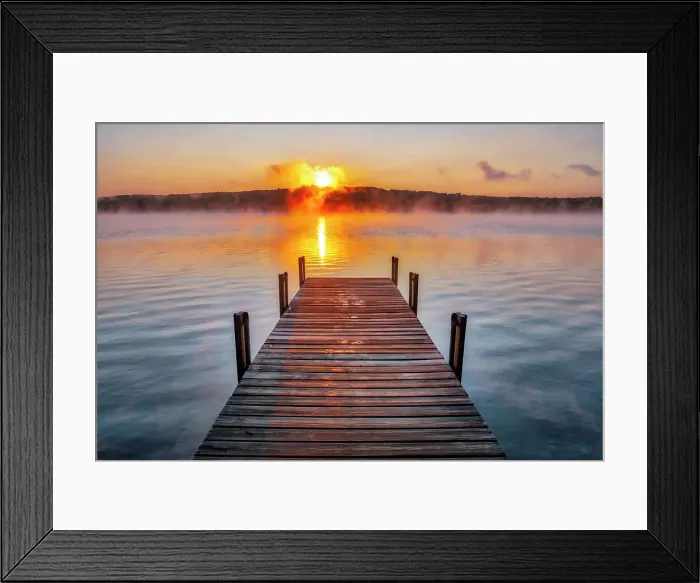 Framed Print : Dock on Long Lake at sunrise, Bridgton, Maine Date: 02-08-2019 Framed Print : Dock on Long Lake at sunrise, Bridgton, Maine Date: 02-08-2019