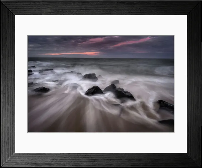 Framed Print : USA, New Jersey, Cape May National Seashore. Sunrise on rocky shore and ocean. Date: 12-12-2020 Framed Print : USA, New Jersey, Cape May National Seashore. Sunrise on rocky shore and ocean. Date: 12-12-2020