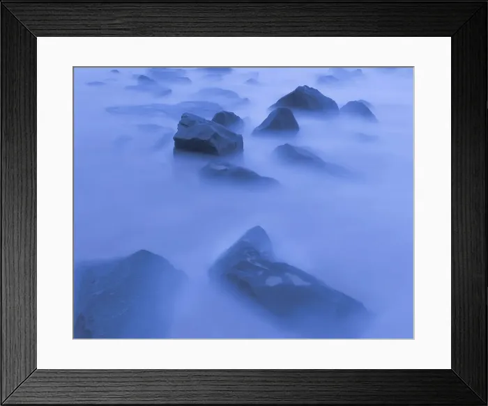 Framed Print : USA, New Jersey, Cape May National Seashore. Sunrise mist on rocky shore. Date: 18-09-2021 Framed Print : USA, New Jersey, Cape May National Seashore. Sunrise mist on rocky shore. Date: 18-09-2021