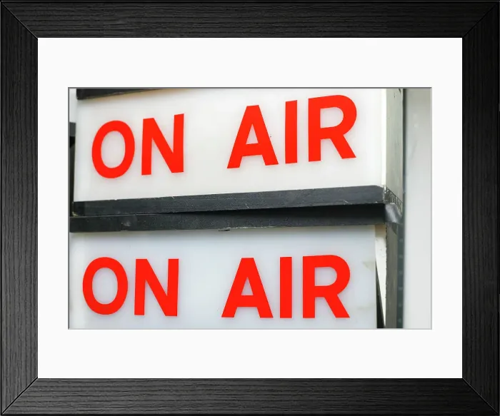 Framed Print : New York City, New York, USA. Vintage On Air signs from a TV or radio studio. Date: 29-12-2017 Framed Print : New York City, New York, USA. Vintage On Air signs from a TV or radio studio. Date: 29-12-2017