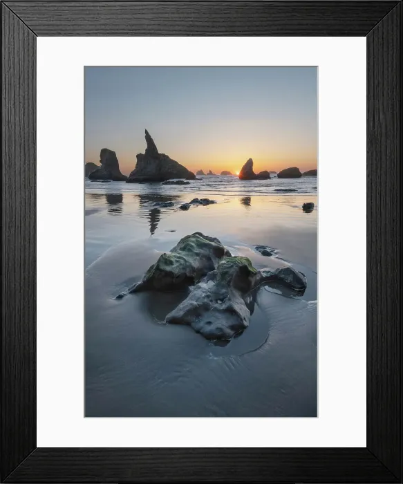 Framed Print : Sunset on Bandon Beach at low tide, Bandon, , Oregon Date: 13-04-2021 Framed Print : Sunset on Bandon Beach at low tide, Bandon, , Oregon Date: 13-04-2021