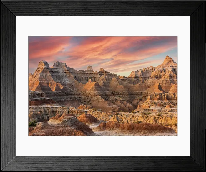 Framed Print : Magnificent set of striated hoodoos set against the backdrop of sunset colors in the sky. Date: 29-08-2021 Framed Print : Magnificent set of striated hoodoos set against the backdrop of sunset colors in the sky. Date: 29-08-2021