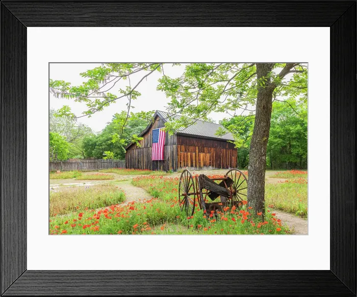 Framed Print : Castroville, Texas, USA. (Editorial Use Only) Large American flag on a barn in the Texas Hill Country. (Editorial Use Only) Date: 12-04-2021 Framed Print : Castroville, Texas, USA. (Editorial Use Only) Large American flag on a barn in the Texas Hill Country. (Editorial Use Only) Date: 12-04-2021