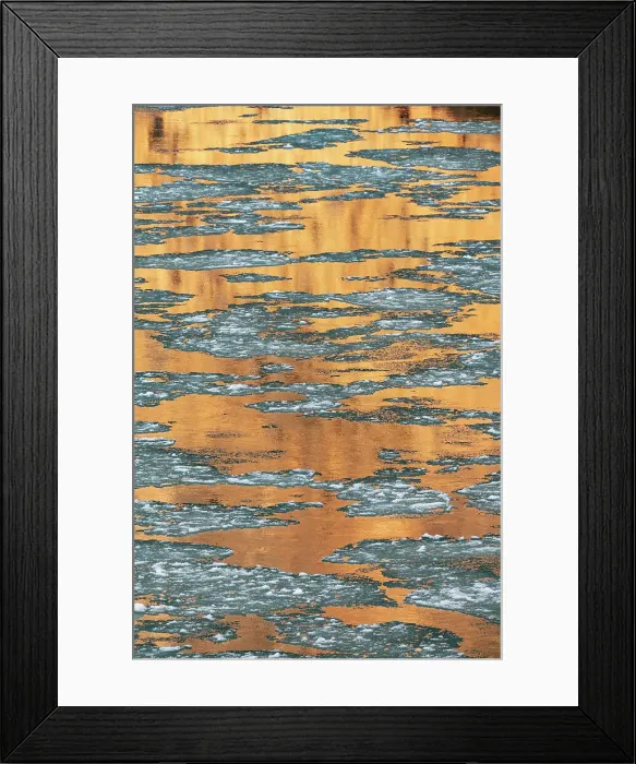 Framed Print : USA, Utah. Abstract design, reflections of canyon walls on the icy Colorado River, Colorado River Recreation Area, near Moab. Date: 12-01-2021 Framed Print : USA, Utah. Abstract design, reflections of canyon walls on the icy Colorado River, Colorado River Recreation Area, near Moab. Date: 12-01-2021