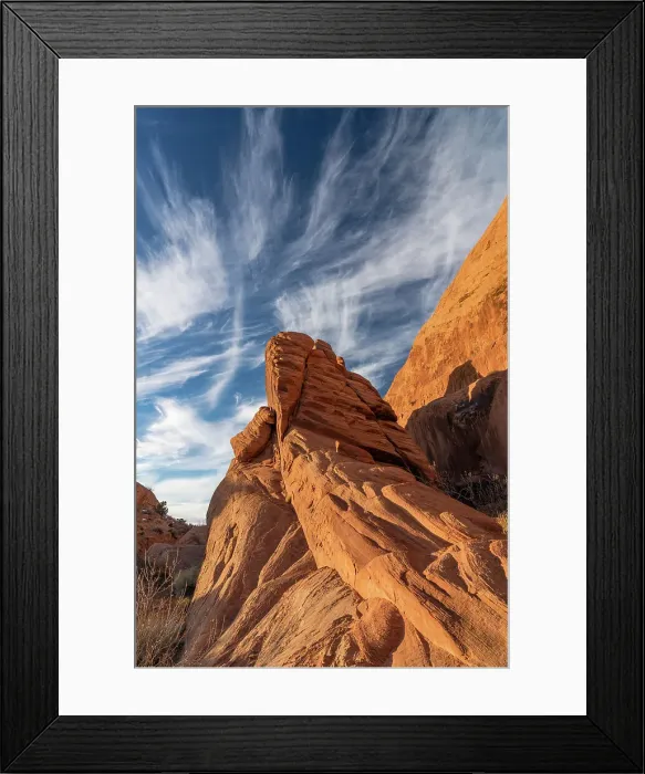 Framed Print : USA, Utah. Mare's Tails (Cirrus uncinus) and sandstone formations, Sand Flats Recreation Area, near Moab. Date: 21-01-2021 Framed Print : USA, Utah. Mare's Tails (Cirrus uncinus) and sandstone formations, Sand Flats Recreation Area, near Moab. Date: 21-01-2021