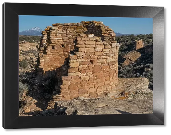 USA, Utah. Ancient ruin along the Little Ruin Trail, Hovenweep National Monument. Date: 30-03-2021