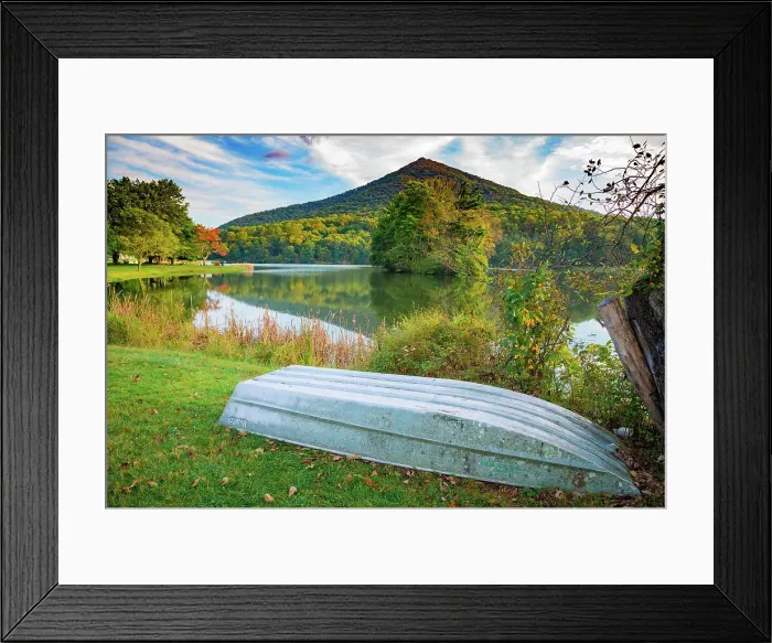 Framed Print : Lake reflections, Peaks Of Otter, Blue Ridge Parkway, Smoky Mountains, USA. Date: 04-10-2018 Framed Print : Lake reflections, Peaks Of Otter, Blue Ridge Parkway, Smoky Mountains, USA. Date: 04-10-2018