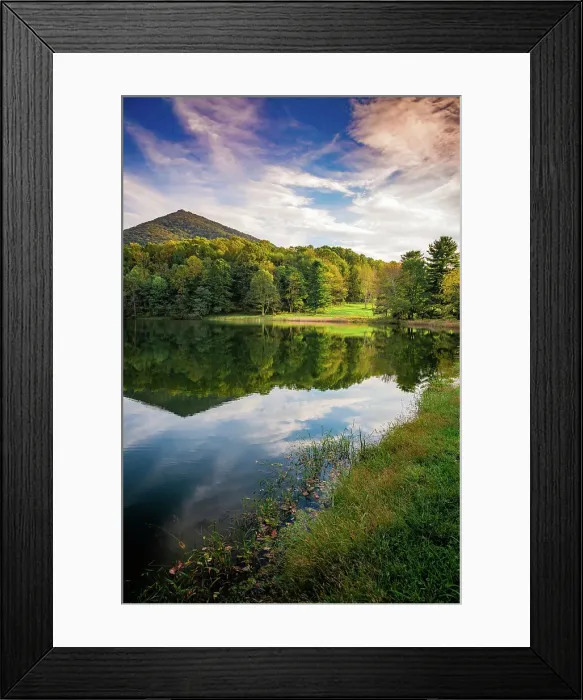 Framed Print : Lake reflections, Peaks Of Otter, Blue Ridge Parkway, Smoky Mountains, USA. Date: 04-10-2018 Framed Print : Lake reflections, Peaks Of Otter, Blue Ridge Parkway, Smoky Mountains, USA. Date: 04-10-2018