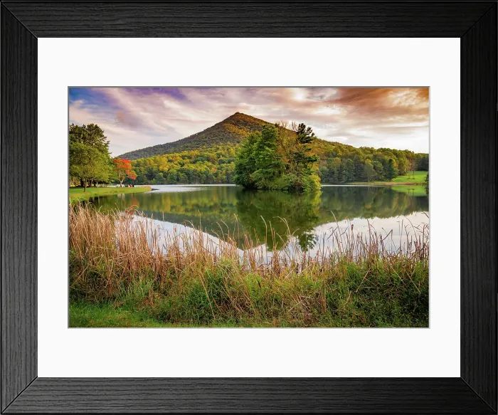 Framed Print : Lake reflections, Peaks Of Otter, Blue Ridge Parkway, Smoky Mountains, USA. Date: 04-10-2018 Framed Print : Lake reflections, Peaks Of Otter, Blue Ridge Parkway, Smoky Mountains, USA. Date: 04-10-2018