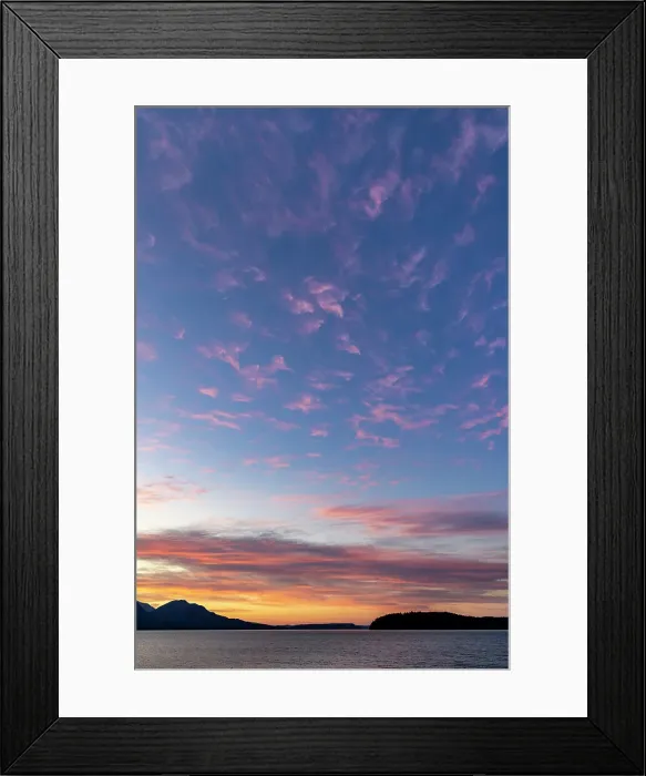 Framed Print : USA, Washington State, Seabeck. Sunset over Hood Canal. Date: 06-07-2021 Framed Print : USA, Washington State, Seabeck. Sunset over Hood Canal. Date: 06-07-2021