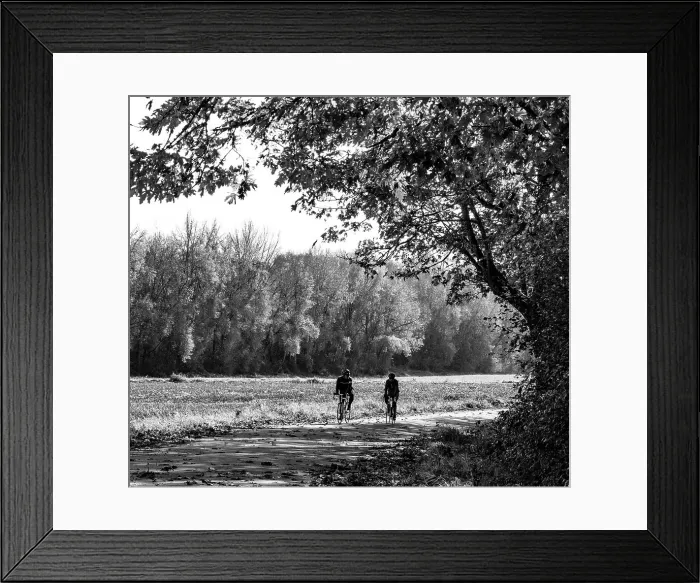 Framed Print : USA, Washington State, Fall City black and white two bike riders along Neal Rd. S. E. Date: 22-10-2020 Framed Print : USA, Washington State, Fall City black and white two bike riders along Neal Rd. S. E. Date: 22-10-2020